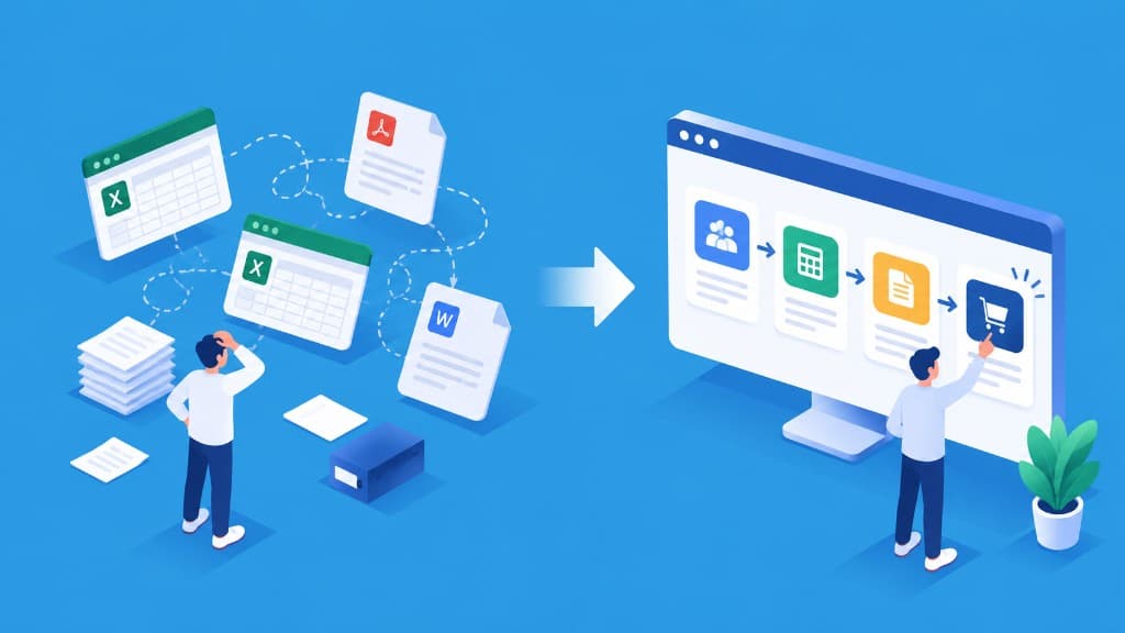 Fragmented enquiry-to-order workflow across disconnected spreadsheets and files